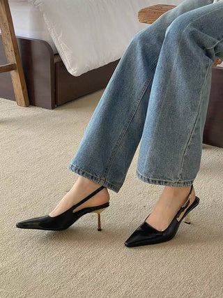 Pointed Metallic Slingback Heels 香港高踭鞋