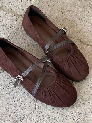 Ruched Double Buckled Flats 香港女裝鞋