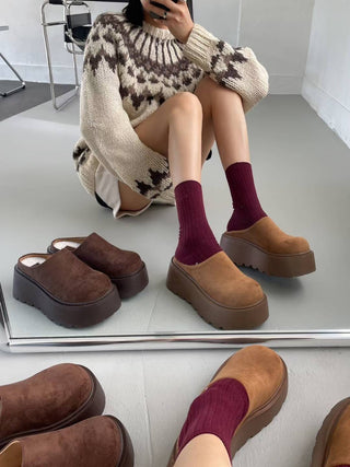 Suede Platform Slip-Ons