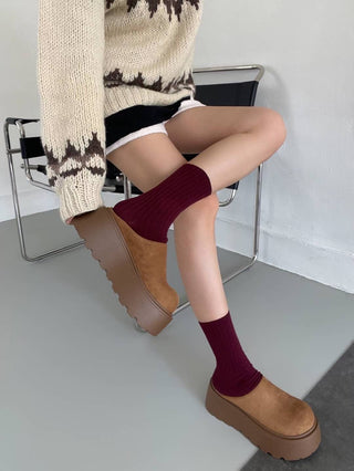 Suede Platform Slip-Ons