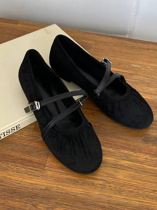 Ruched Double Buckled Flats 香港女裝鞋