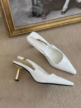 Pointed Metallic Slingback Heels 香港高踭鞋