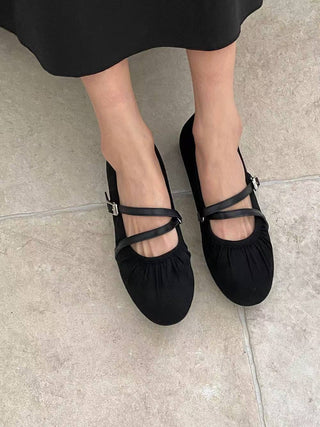 Ruched Double Buckled Flats 香港女裝鞋