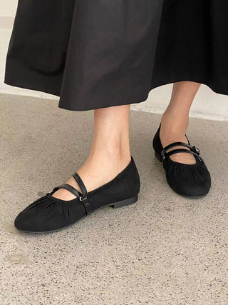 Ruched Double Buckled Flats 香港女裝鞋
