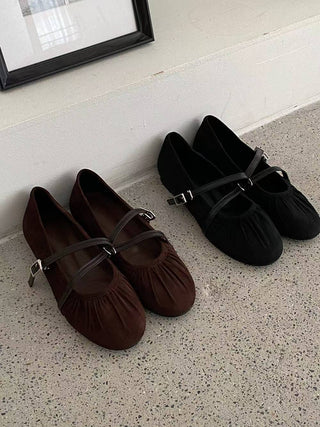 Ruched Double Buckled Flats 香港女裝鞋