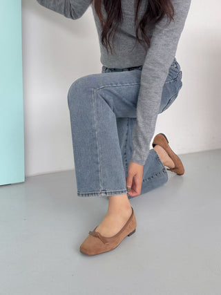 Suede Bow Flats