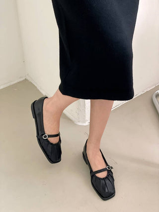 Pleated-Toe Mary Janes