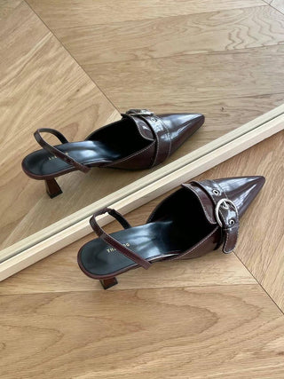 Bold Buckled Slingback Pumps