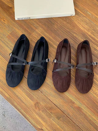 Ruched Double Buckled Flats 香港女裝鞋
