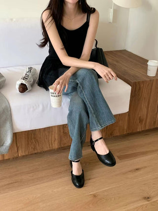 Cap-Toe Mary Jane Flats